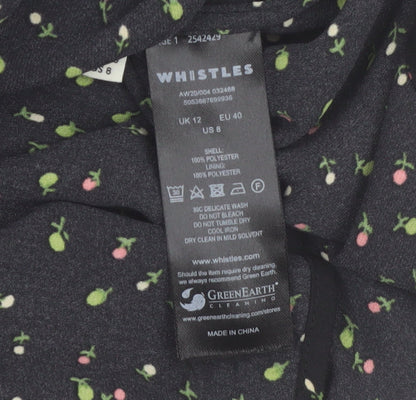 Whistles Women's Black Floral Long Sleeve Shift Dress Size 12