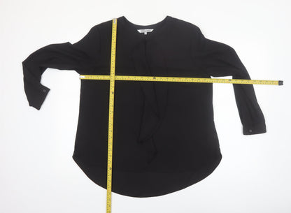 Debenhams Petite Collection Black Ruffle Blouse Womens Size 14
