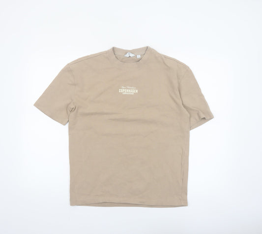 Next Men’s Beige Copenhagen Graphic Cotton T-Shirt Size S