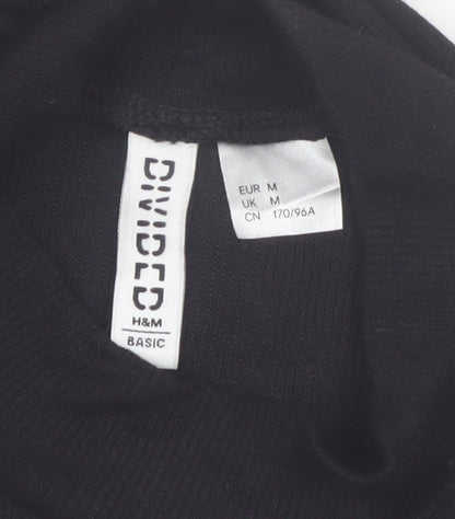 H&M Divided Women's Black Mock Neck Long Sleeve Basic Top Size M