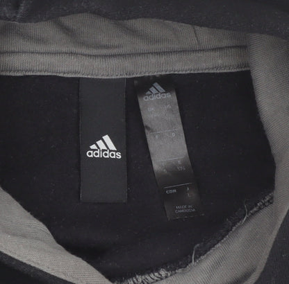 Adidas Men's Black Pullover Hoodie Size L Sports Fleece Sweatshirt