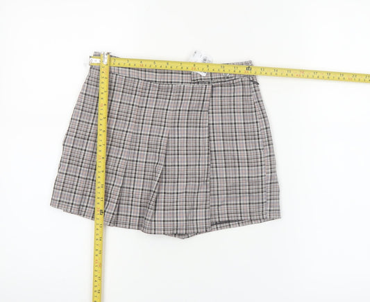 Next Girls Beige Check Pleated Skort 9 Years Polyester Blend School Style