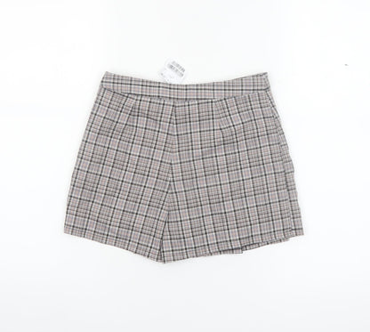 Next Girls Beige Check Pleated Skort 9 Years Polyester Blend School Style