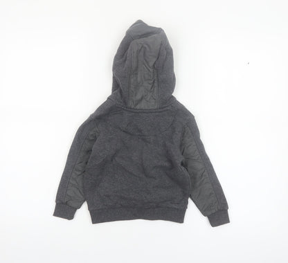Firetrap Boys Dark Grey Pullover Hoodie 2-3 Years Fleece Lined Casual