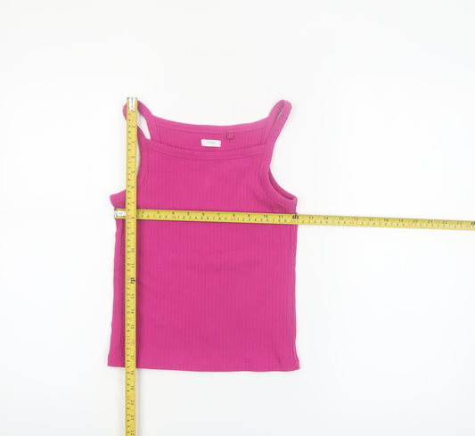 Next Girls Pink Ribbed Stretch Camisole Tank Top 10 Years