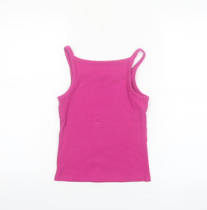 Next Girls Pink Ribbed Stretch Camisole Tank Top 10 Years