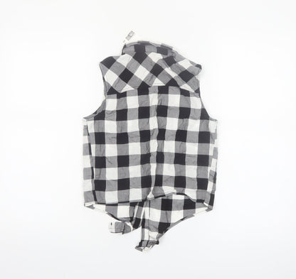 H&M Girls Black & White Check Sleeveless Button-Up Shirt 11-12 Years 100% Viscose