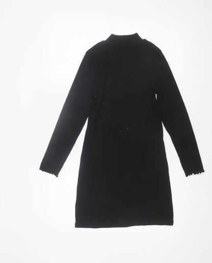 Marks and Spencer Girls Black Knit High Neck Shift Dress 9-10 Years