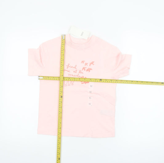 Marks and Spencer Girls Pink 6-7 Years Cotton Graphic T-Shirt