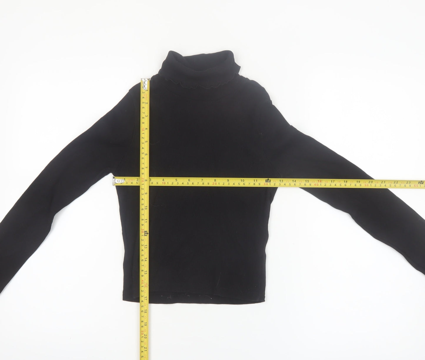 River Island Girls Black Long Sleeve Roll Neck Top 9-10 Years