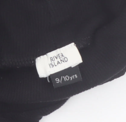 River Island Girls Black Long Sleeve Roll Neck Top 9-10 Years
