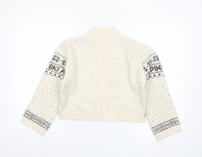 Primark Girls Cream Fair Isle Alpine Ski Full Zip Cardigan 10-11 Years
