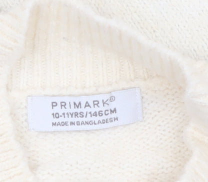 Primark Girls Cream Fair Isle Alpine Ski Full Zip Cardigan 10-11 Years