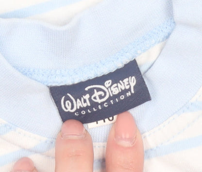 Disney Girls Blue Striped Mickey Mouse Cotton T-Shirt 4-5 Years