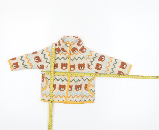 Dunnes Stores Unisex Baby Beige Bear Fleece Jacket 6-9 Months Full Zip