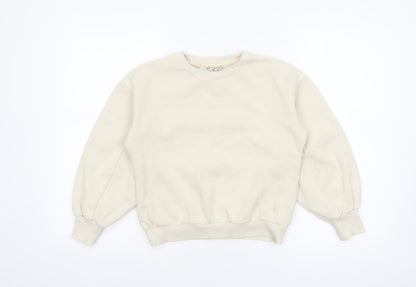 Leigh Tucker Willow Girls Beige Cotton Blend Crew Neck Sweatshirt 8 Years