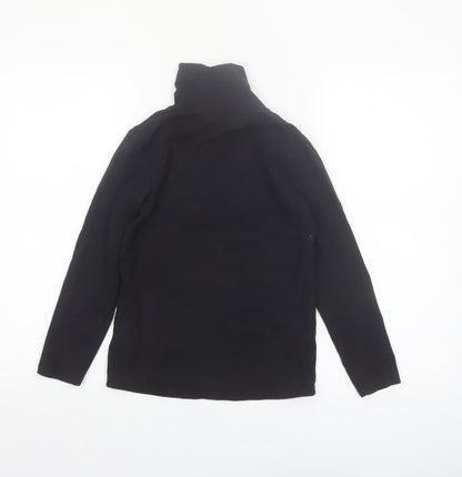 Next Girls Black Roll Neck Long Sleeve T-Shirt 9 Years Cotton Stretch
