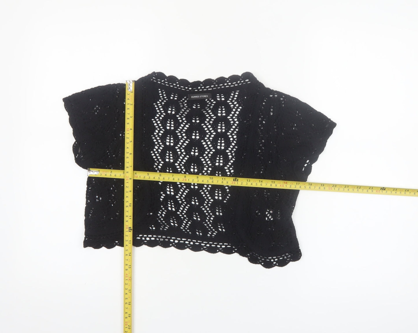 Dunnes Stores Women’s Black Crochet Shrug 10-12 Short Sleeve