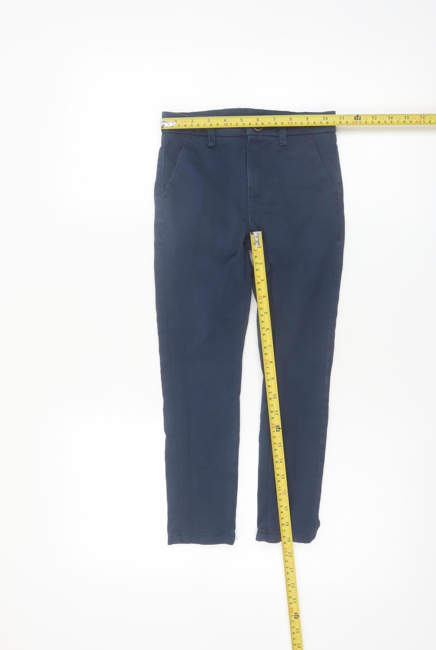 Next Boys Blue Chino Trousers 6 Years Slim Fit Cotton Blend