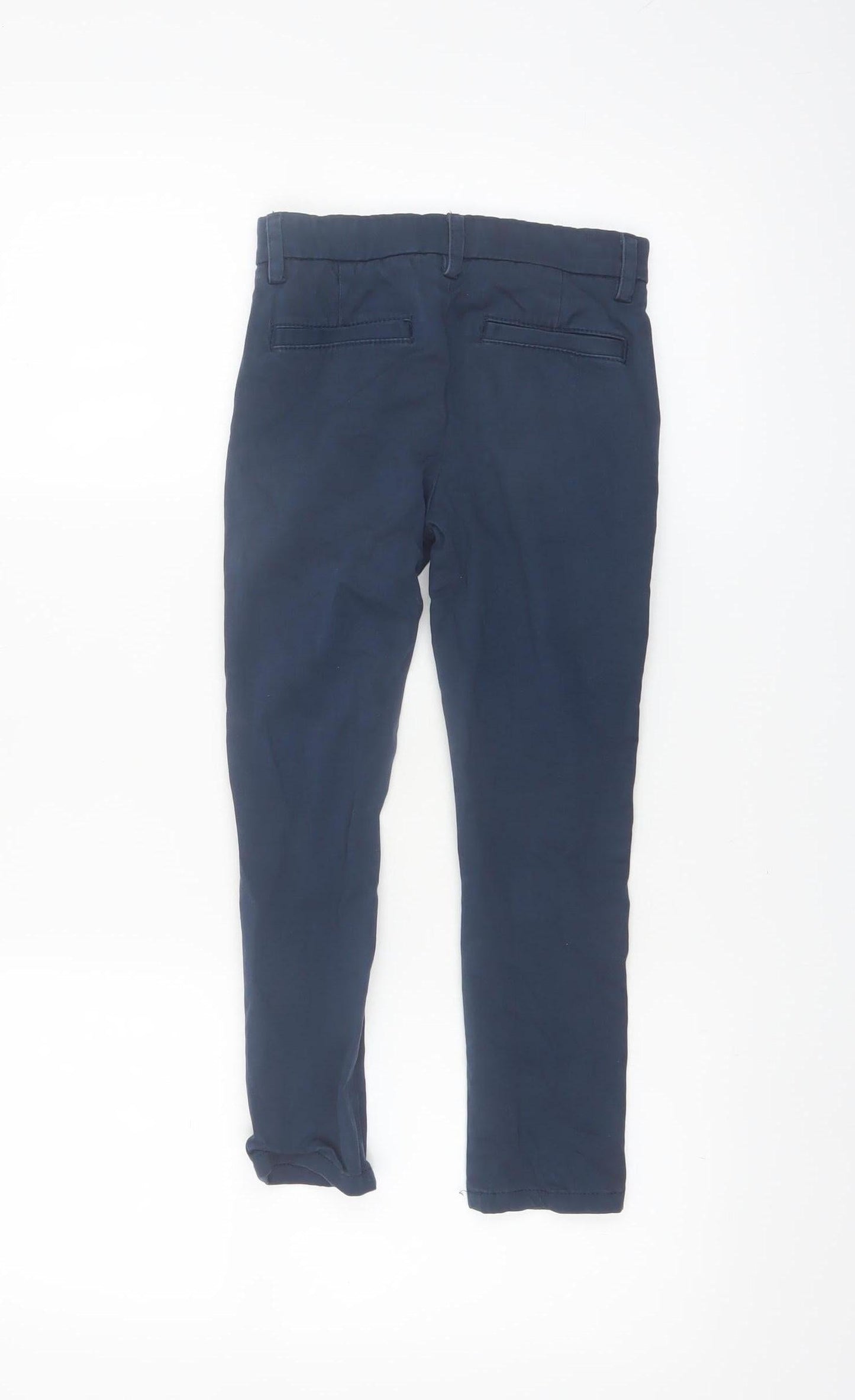 Next Boys Blue Chino Trousers 6 Years Slim Fit Cotton Blend