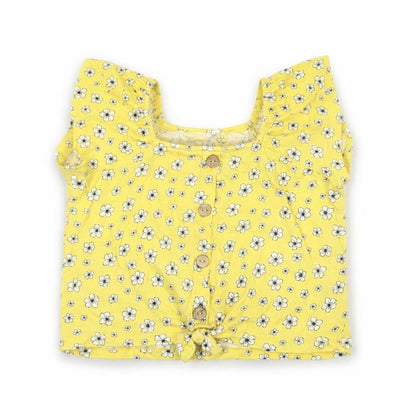 Front view of St Bernard girls’ yellow floral button blouse top 6 years lightweight summer