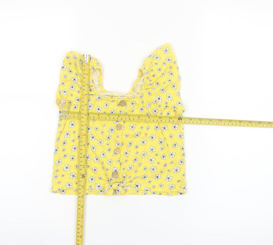 St. Bernard Girls Yellow Floral Button Blouse Top 6 Years Lightweight Summer