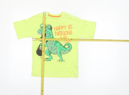 Dunnes Stores Boys Green St. Patrick's Day Dinosaur T-Shirt 7-8 Years
