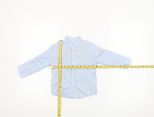 Mini Rebel Boys Blue Striped Long Sleeve Cotton Button-Up Shirt 24 Months