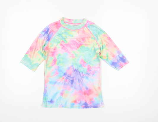 Dunnes Stores Girls Multicoloured Tie-Dye Rash Guard Top 10-11 Years