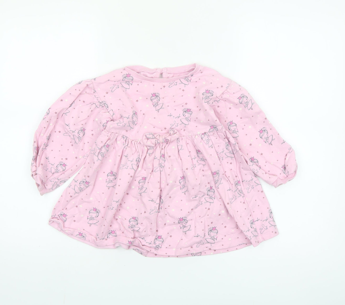 Dunnes Stores Girls Pink Princess Skater Dress 3-4 Years Cotton Long Sleeve