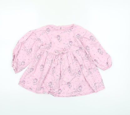 Dunnes Stores Girls Pink Princess Skater Dress 3-4 Years Cotton Long Sleeve