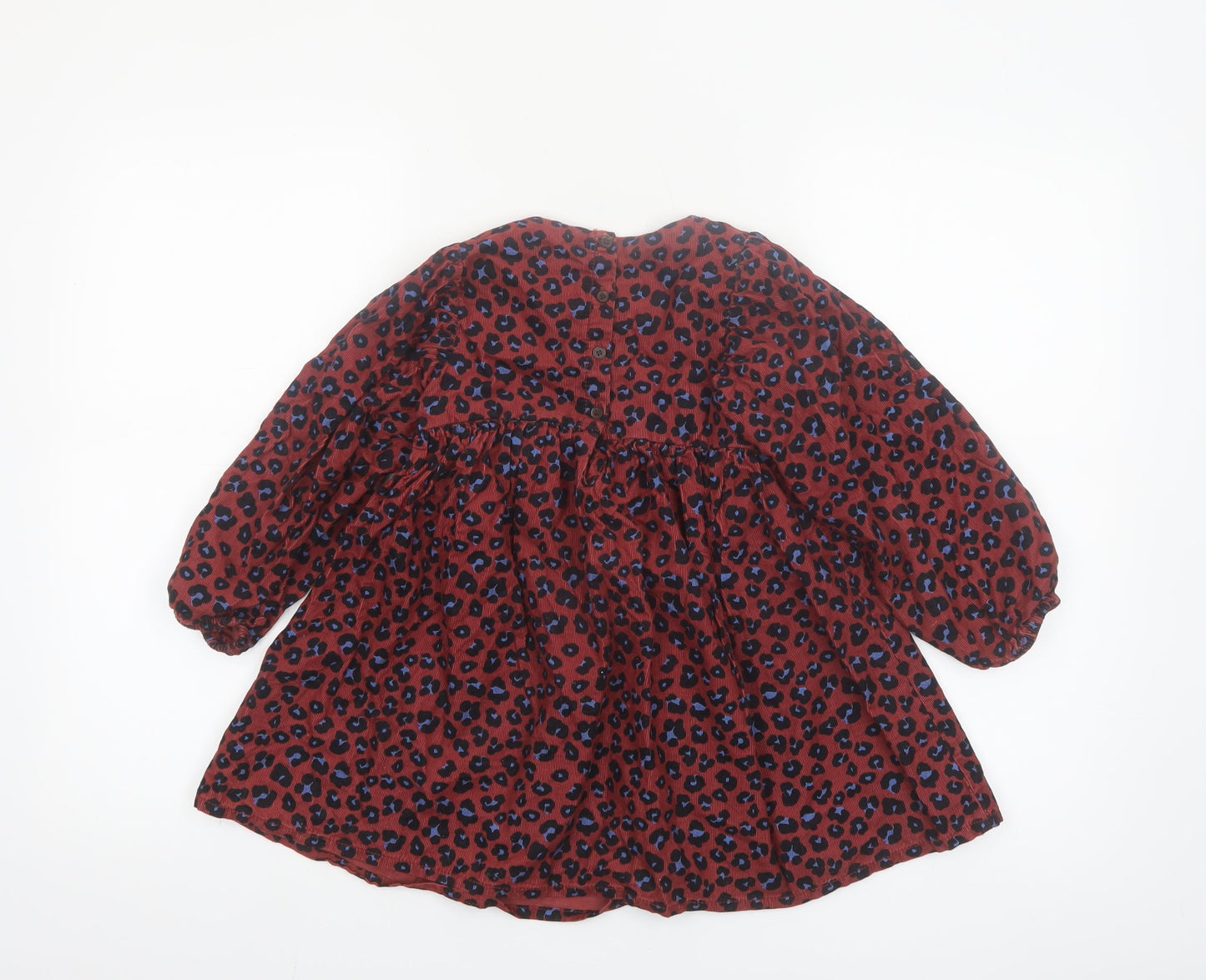 Next Girls Red Animal Print Corduroy Long Sleeve A-Line Dress 4-5 Years