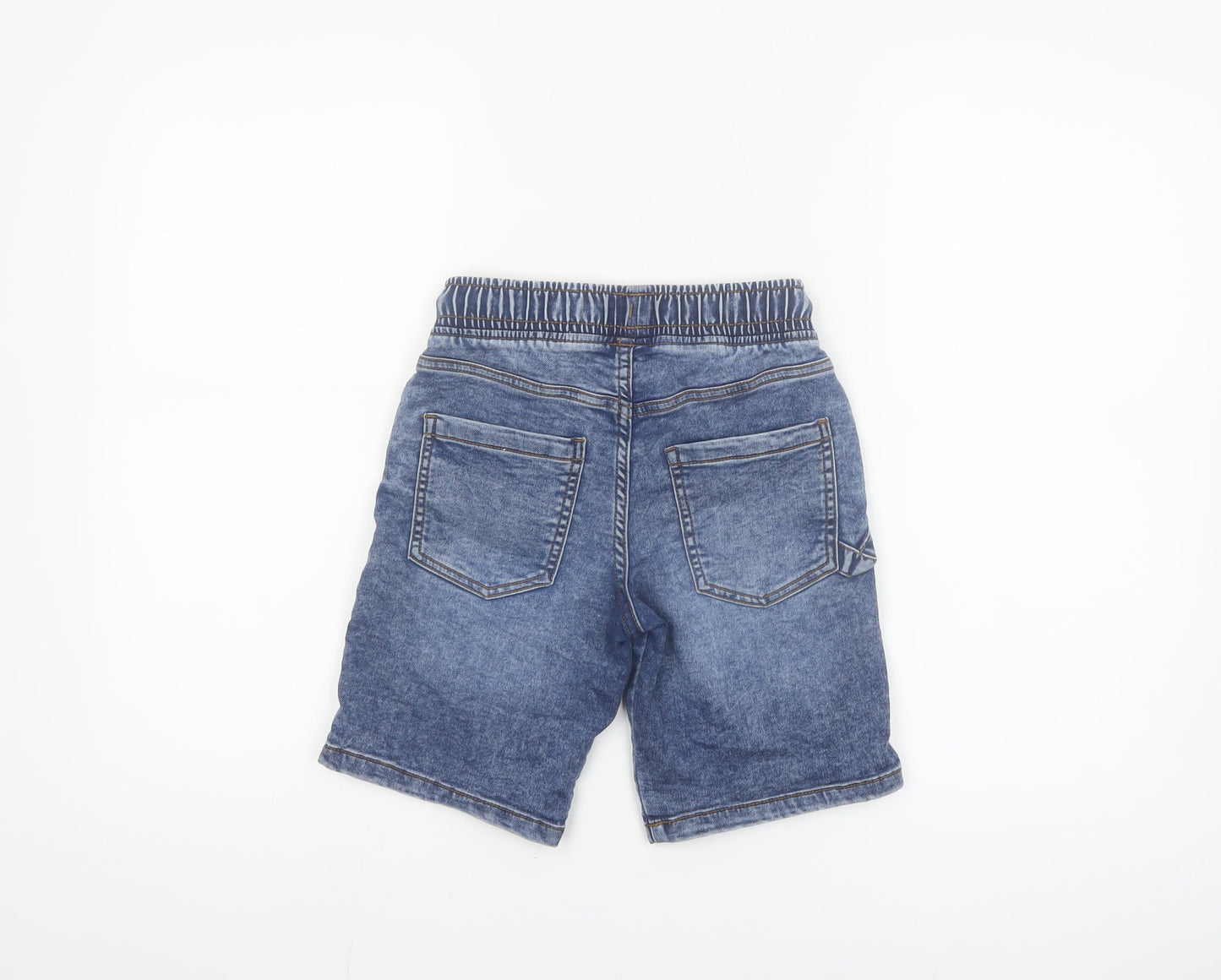 F&F Boys Blue Denim Bermuda Shorts 6-7 Years Elastic Waist Drawstring