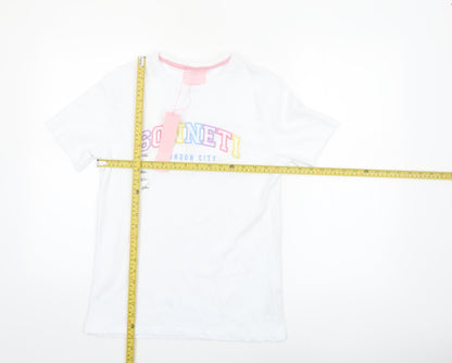 Sonneti Girls White Logo T-Shirt 12–13 Years Lightweight Cotton Top