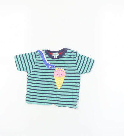 Lilly + Sid Blue Striped Dinosaur Ice Cream T-Shirt 3-6 Months Unisex