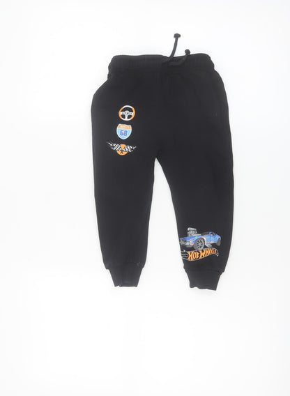 Hot Wheels Boys Black Jogger Trousers 6 Years Cotton Fleece Casual