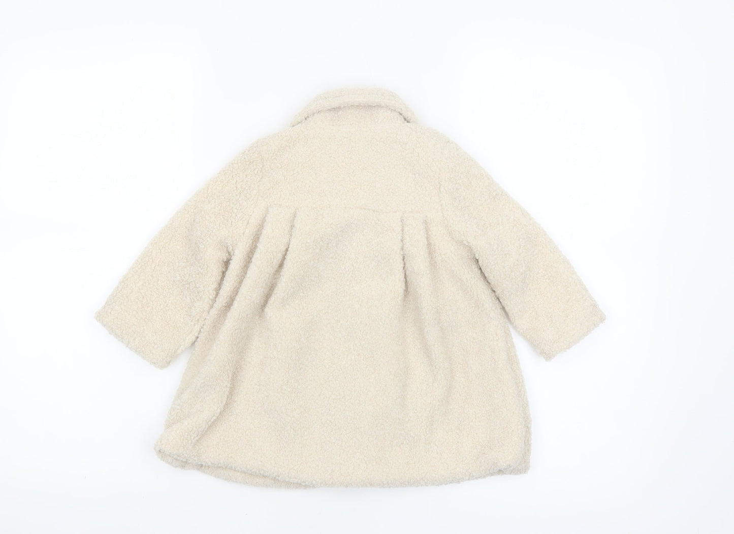 Visara Girls Ivory Fleece Bow Coat 9-12 Months Long Sleeve Winter Style