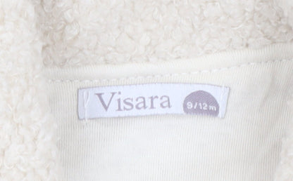 Visara Girls Ivory Fleece Bow Coat 9-12 Months Long Sleeve Winter Style
