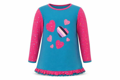 Happy Calegi Girls Multicoloured 5 Years Tunic Top with Glitter Hearts