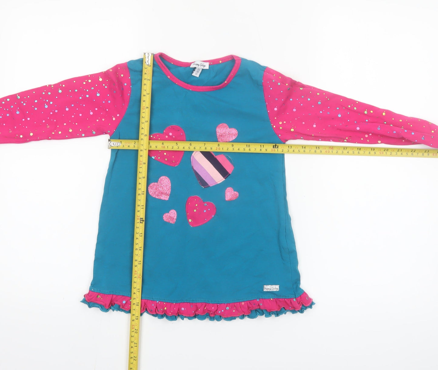 Happy Calegi Girls Multicoloured 5 Years Tunic Top with Glitter Hearts
