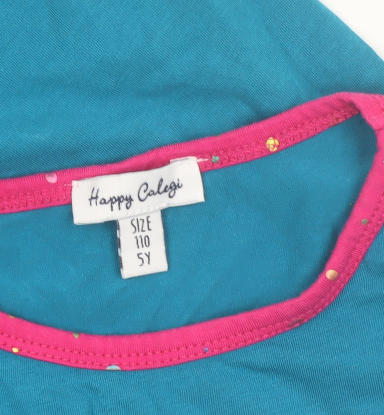 Happy Calegi Girls Multicoloured 5 Years Tunic Top with Glitter Hearts