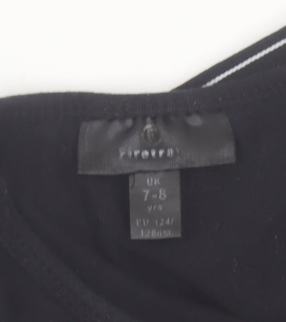 Firetrap Girls Black Cropped Tank Top 7-8 Years Logo Elastic Sports Style