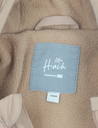 Mini Hinch Beige Quilted Hooded Coverall 3-6 Months Unisex Baby