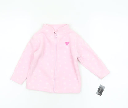 Dunnes Stores Girls Pink Fleece Heart Zip Jacket 9-12 Months