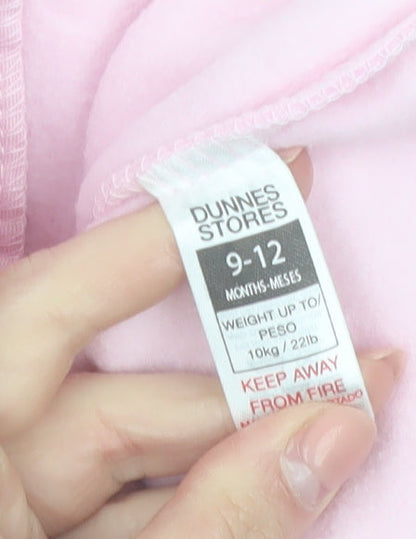 Dunnes Stores Girls Pink Fleece Heart Zip Jacket 9-12 Months
