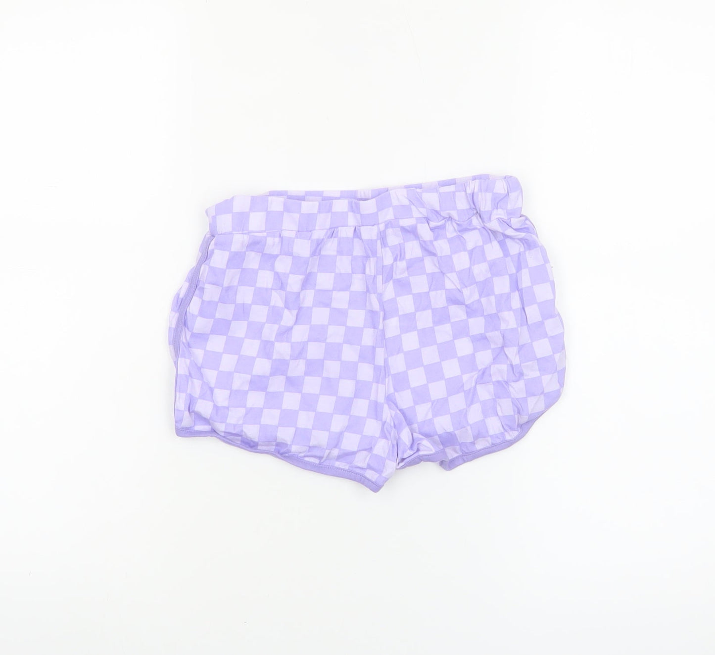 Dunnes Stores Girls Purple Check Cotton Hot Pants Shorts 9-10 Years