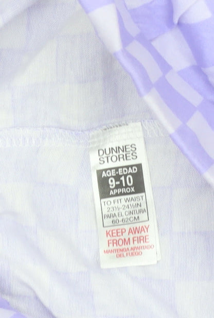 Dunnes Stores Girls Purple Check Cotton Hot Pants Shorts 9-10 Years