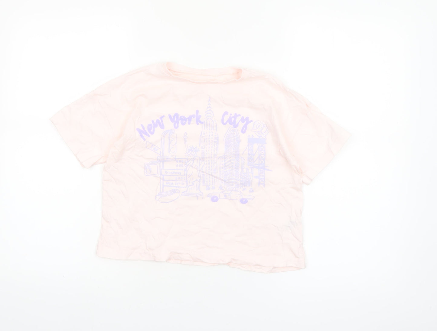 Dunnes Stores Girls Pink New York City Graphic T-Shirt 9-10 Years