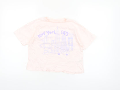 Dunnes Stores Girls Pink New York City Graphic T-Shirt 9-10 Years