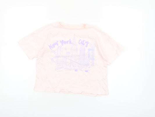 Dunnes Stores Girls Pink New York City Graphic T-Shirt 9-10 Years